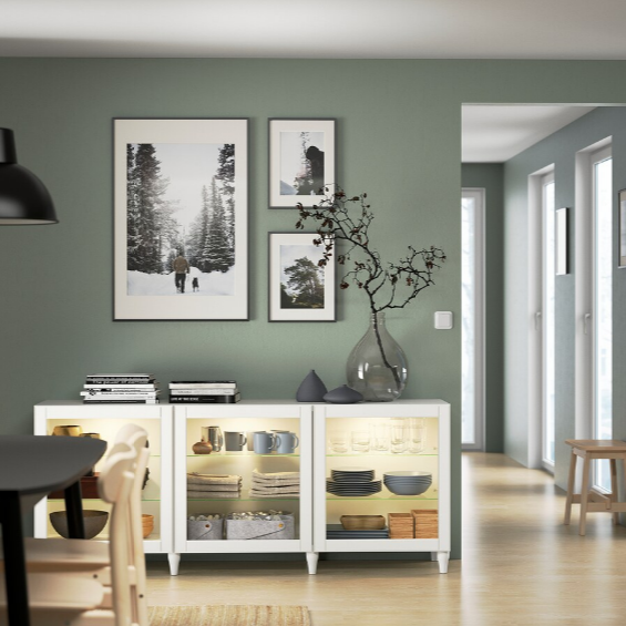 TỦ LƯU TRỮ CÓ CỬA KÍNH BESTÅ IKEA - TRẮNG 180x42x74 cm