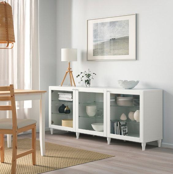 TỦ LƯU TRỮ CÓ CỬA KÍNH BESTÅ IKEA - TRẮNG 180x42x74 cm
