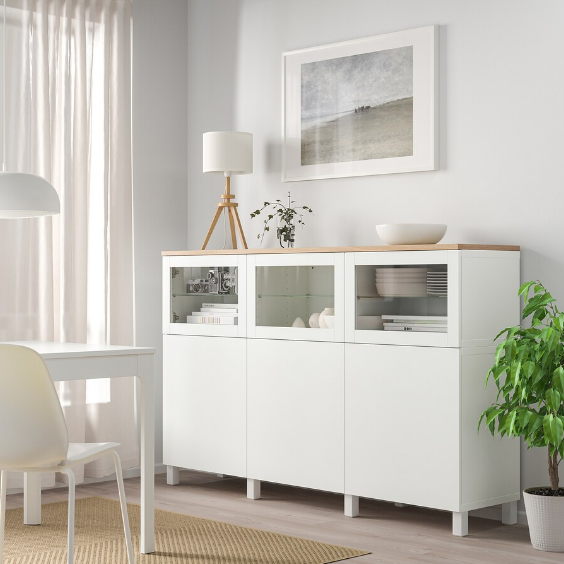 TỦ LƯU TRỮ CÓ CỬA BESTÅ IKEA - TRẮNG/SỒI 180x42x112 cm