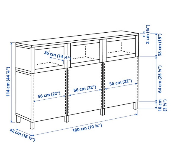 TỦ LƯU TRỮ CÓ CỬA BESTÅ IKEA - TRẮNG/SỒI 180x42x112 cm