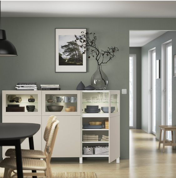 TỦ LƯU TRỮ CÓ CỬA BESTÅ IKEA - TRẮNG/XÁM NHẠT 180x42x112 cm