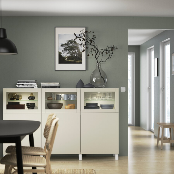 TỦ LƯU TRỮ CÓ CỬA BESTÅ IKEA - TRẮNG/XÁM NHẠT 180x42x112 cm