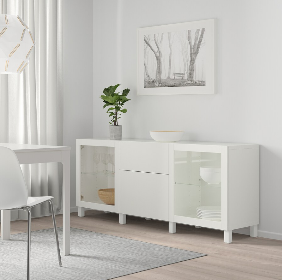 TỦ LƯU TRỮ CÓ NGĂN KÉO BESTÅ IKEA - TRẮNG TRONG 180x42x74 cm