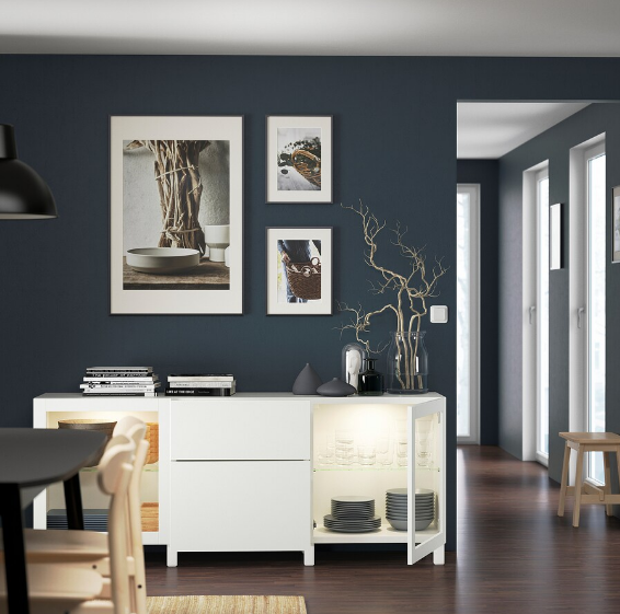 TỦ LƯU TRỮ CÓ NGĂN KÉO BESTÅ IKEA - TRẮNG TRONG 180x42x74 cm