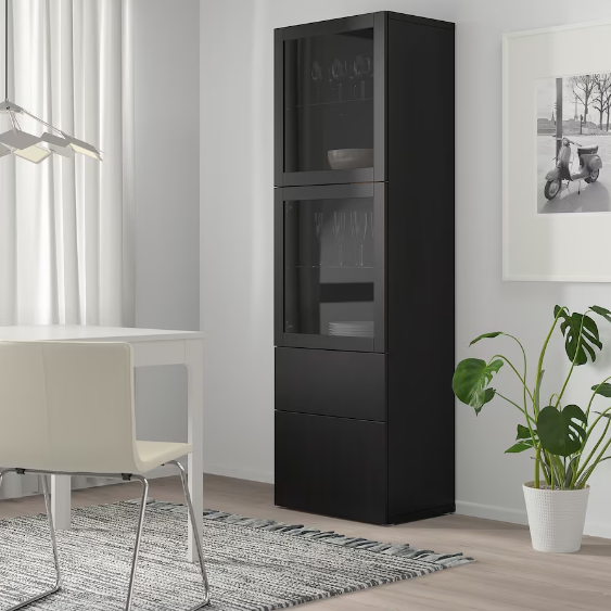 TỦ LƯU TRỮ CÓ CỬA KÍNH BESTÅ IKEA - ĐEN NÂU 60x42x193 cm