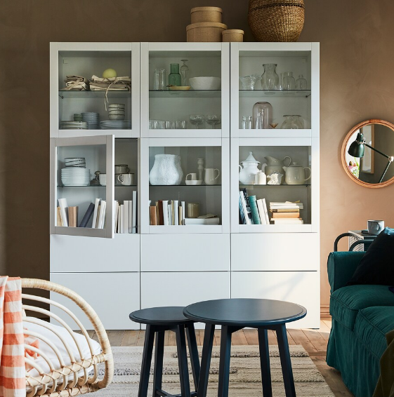 TỦ LƯU TRỮ CÓ CỬA KÍNH BESTÅ IKEA - TRẮNG 60x42x193 cm