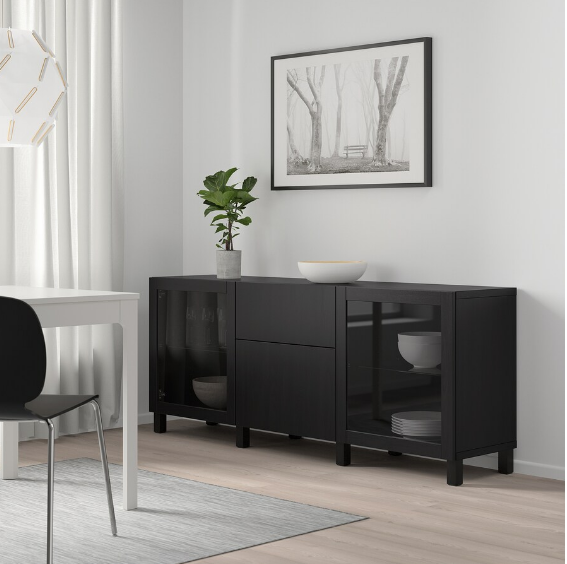 TỦ LƯU TRỮ CÓ NGĂN KÉO BESTÅ IKEA - NÂU ĐEN 180x42x74 cm