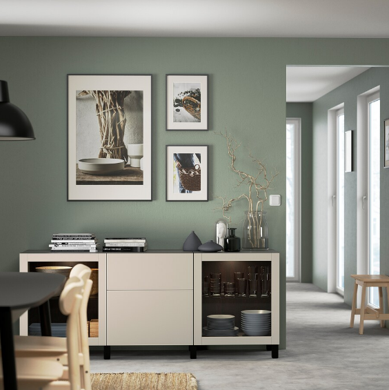 TỦ LƯU TRỮ CÓ NGĂN KÉO BESTÅ IKEA - ĐEN/NÂU/BE 180x42x74 cm
