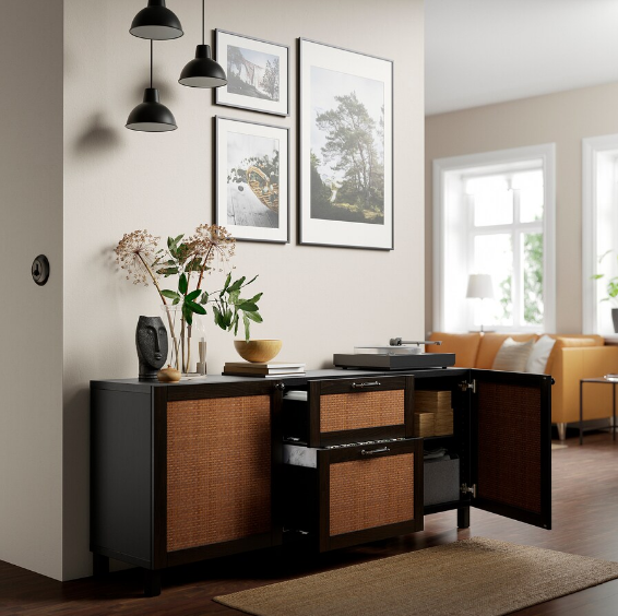 TỦ LƯU TRỮ CÓ NGĂN KÉO BESTÅ IKEA - ĐEN/ NÂU 180x42x74 cm