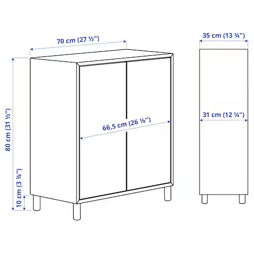 TỦ LƯU TRỮ CÓ CHÂN EKET IKEA - XÁM ĐẬM 70x35x80 cm