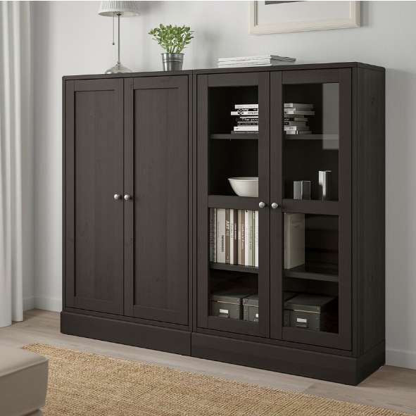 TỦ LƯU TRỮ CÓ CỬA KÍNH HAVSTA IKEA - NÂU SẪM 162x37x134 cm