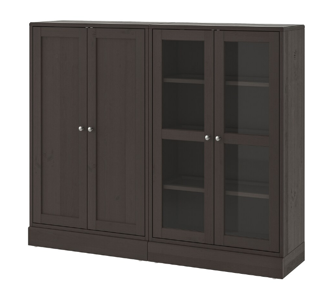TỦ LƯU TRỮ CÓ CỬA KÍNH HAVSTA IKEA - NÂU SẪM 162x37x134 cm