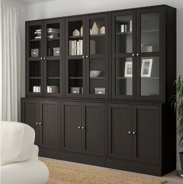 TỦ LƯU TRỮ CÓ CỬA KÍNH HAVSTA IKEA - NÂU SẪM 243x47x212 cm
