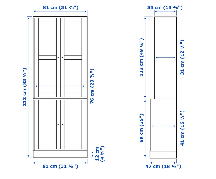 TỦ LƯU TRỮ CÓ CỬA KÍNH HAVSTA IKEA - TRẮNG 81x47x212 cm