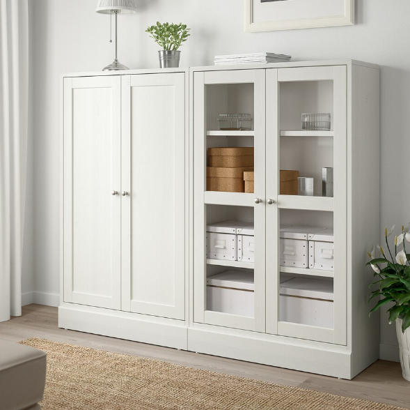 TỦ LƯU TRỮ CÓ CỬA KÍNH HAVSTA IKEA - TRẮNG 162x37x134 cm