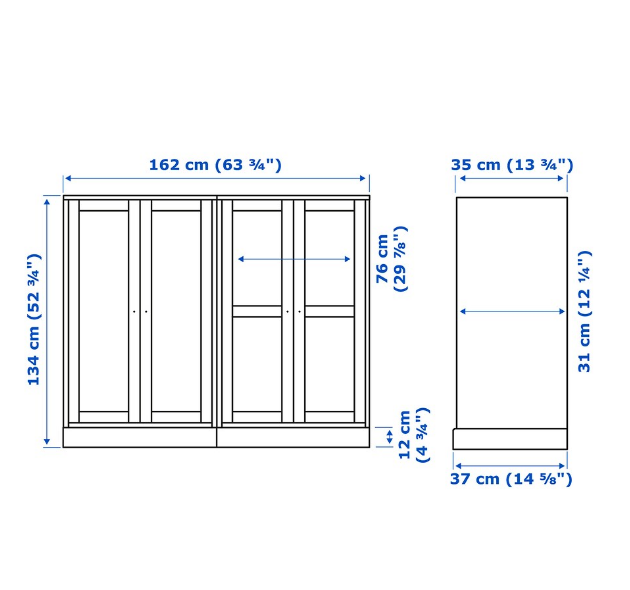 TỦ LƯU TRỮ CÓ CỬA KÍNH HAVSTA IKEA - NÂU SẪM 162x37x134 cm
