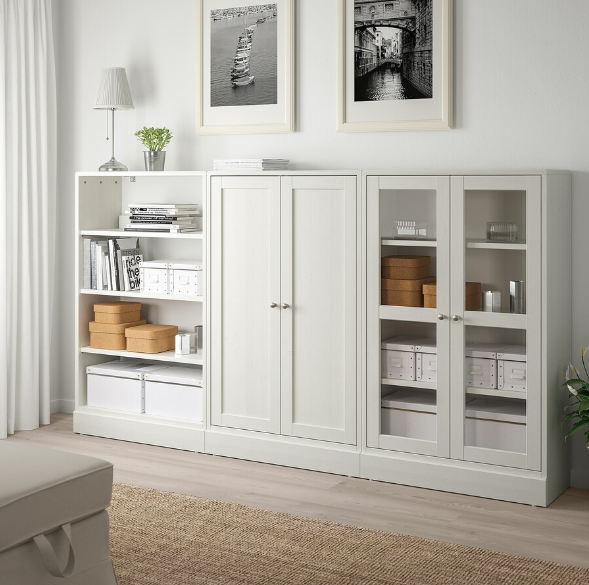TỦ KẾT HỢP CÓ CỬA KÍNH HAVSTA IKEA - TRẮNG 243x37x134 cm
