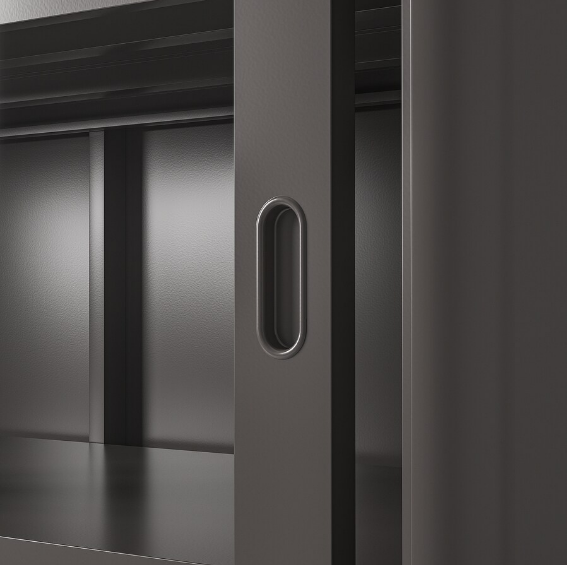 TỦ LƯU TRỮ CỬA KÍNH TRƯỢT IDANÄS IKEA - XÁM ĐEN 120x140 cm