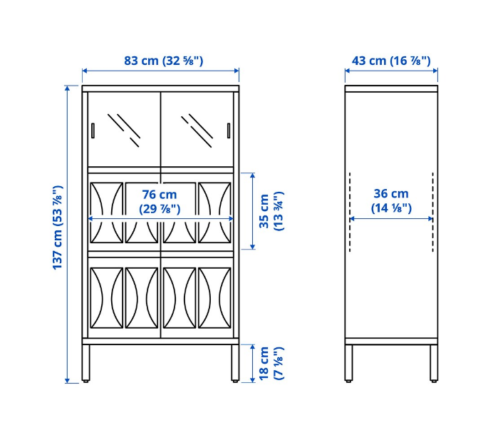 TỦ LƯU TRỮ CỬA TRƯỢT KALKNÄS IKEA - TRẮNG 83x43x137 cm