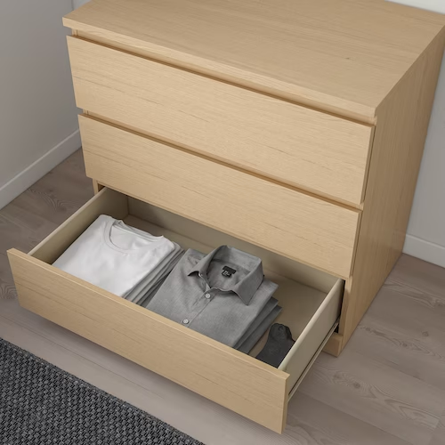 TỦ 3 NGĂN KÉO MALM IKEA - MÀU SỒI 80x78 cm