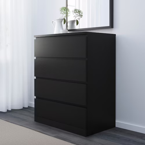 TỦ 4 NGĂN KÉO MALM IKEA - NÂU ĐEN 80x100 cm