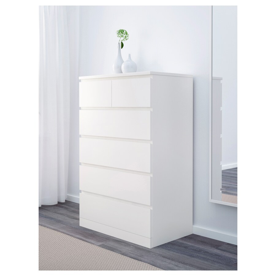 TỦ 6 NGĂN KÉO MALM IKEA - TRẮNG 80x123 cm