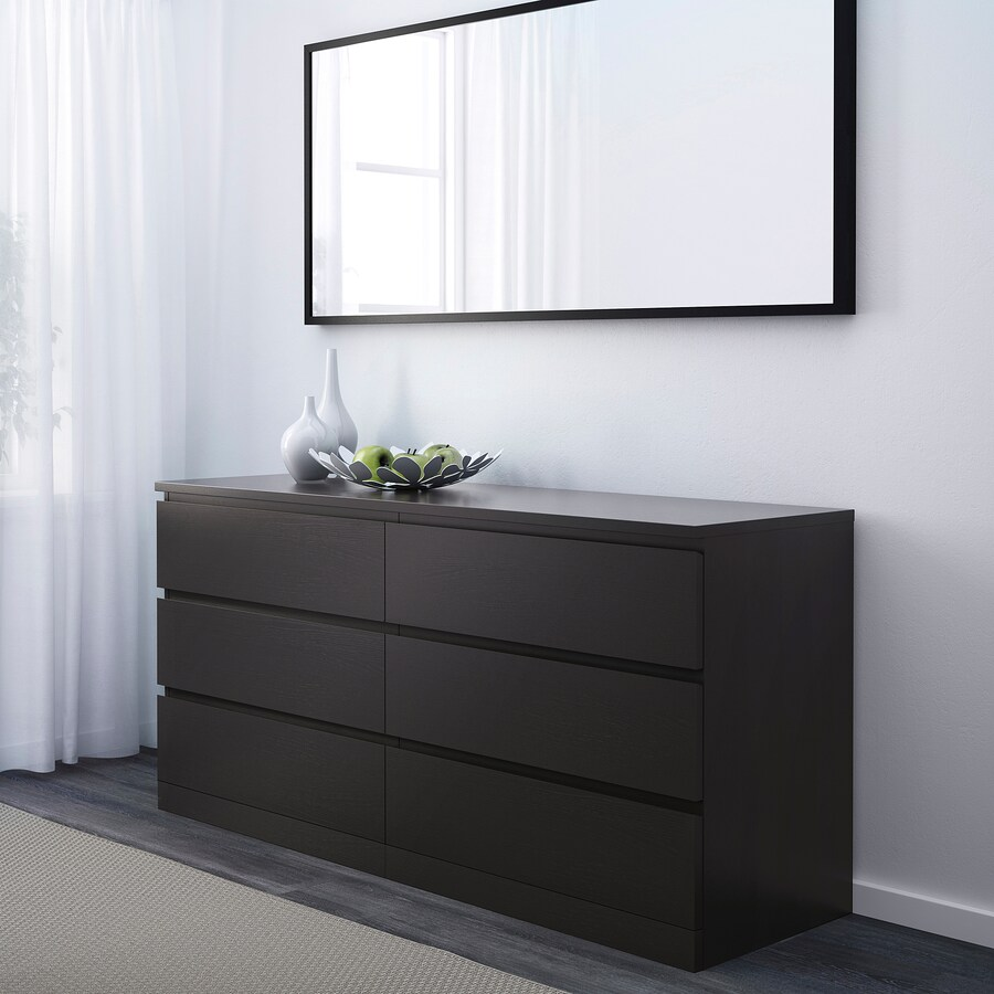 TỦ 6 NGĂN KÉO MALM IKEA - ĐEN NÂU 160x78 cm