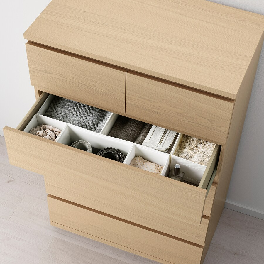 TỦ 6 NGĂN KÉO MALM IKEA - SỒI TRẮNG 80x123 cm