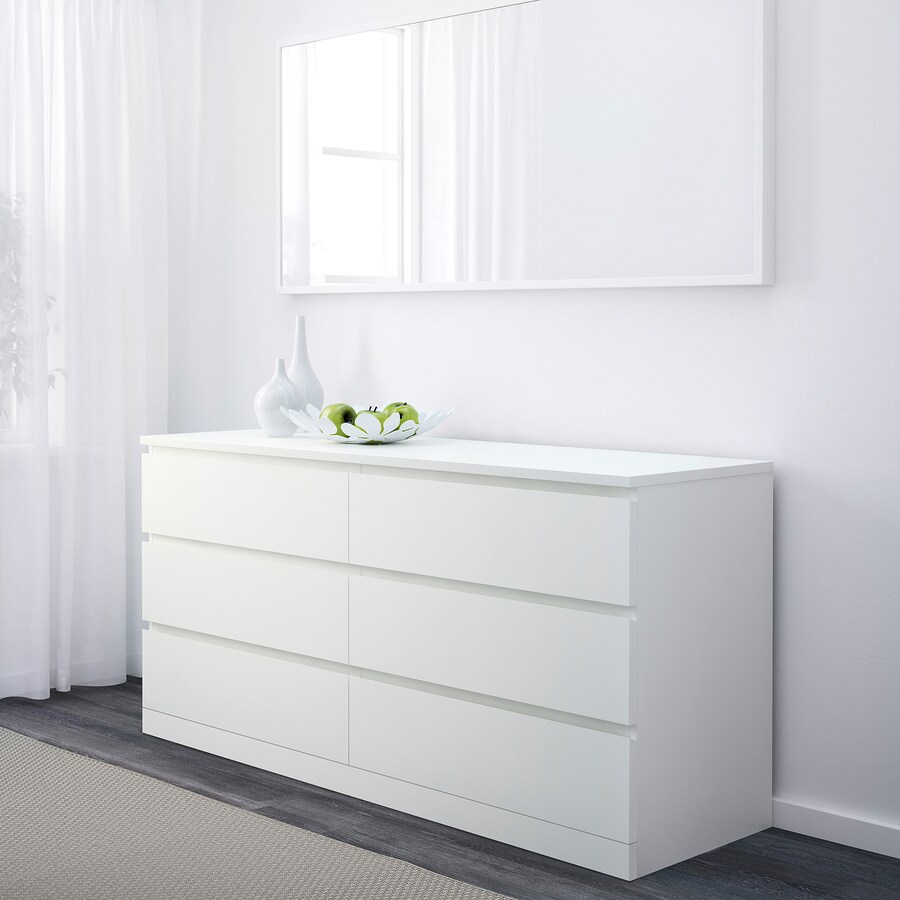 TỦ 6 NGĂN KÉO MALM IKEA - TRẮNG 160x78 cm