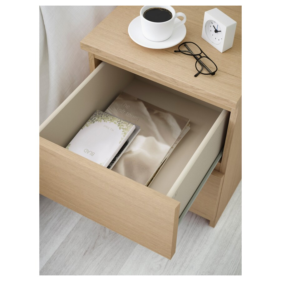 TỦ 2 NGĂN KÉO MALM IKEA - SỒI TRẮNG 40x55 cm