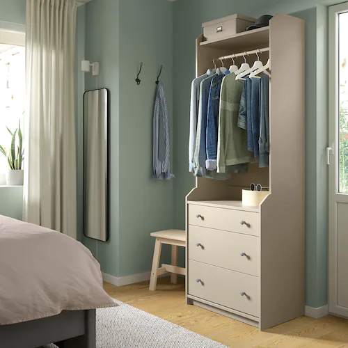 TỦ QUẦN ÁO MỞ 3 NGĂN KÉO HAUGA IKEA - BE 70x199 cm