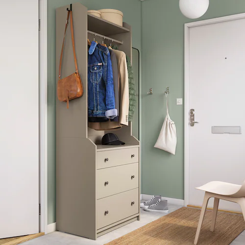 TỦ QUẦN ÁO MỞ 3 NGĂN KÉO HAUGA IKEA - BE 70x199 cm