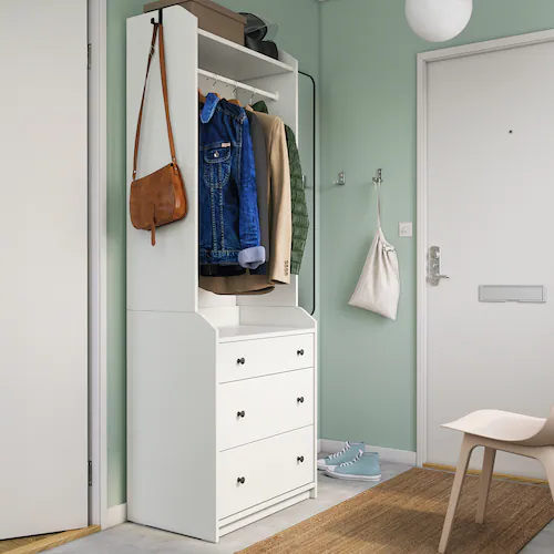 TỦ QUẦN ÁO MỞ 3 NGĂN KÉO HAUGA IKEA - TRẮNG 70x199 cm