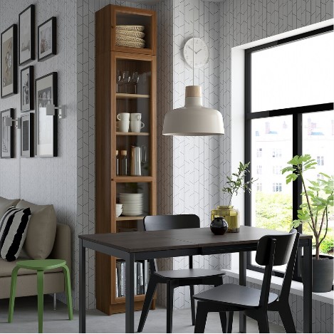 TỦ SÁCH MỞ RỘNG CÓ CỬA KÍNH BILLY / OXBERG IKEA - NÂU 40x30x237 cm