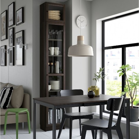 TỦ SÁCH MỞ RỘNG CÓ CỬA KÍNH BILLY / OXBERG IKEA - NÂU TRO 40x30x237 cm
