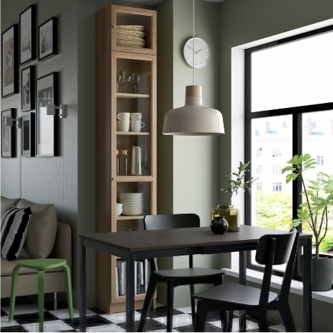 TỦ SÁCH MỞ RỘNG CÓ CỬA KÍNH BILLY / OXBERG IKEA - SỒI TRẮNG 40x30x237 cm