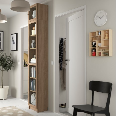 TỦ SÁCH MỞ RỘNG CÓ CỬA KÍNH BILLY / OXBERG IKEA - SỒI TRẮNG 40x30x237 cm