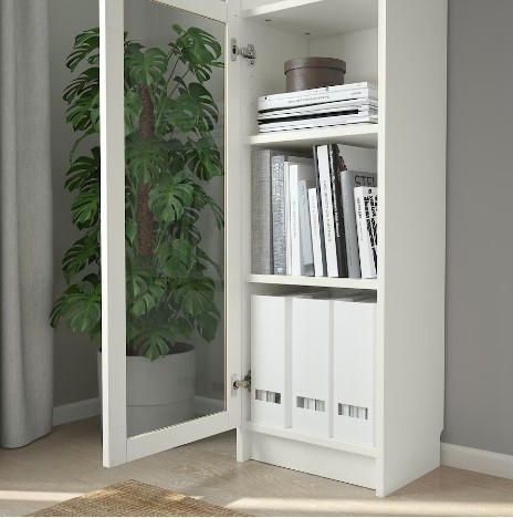 TỦ SÁCH MỞ RỘNG CÓ CỬA KÍNH BILLY / OXBERG IKEA - TRẮNG 40x30x237 cm