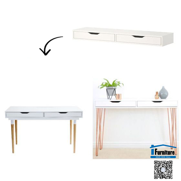 KỆ CÓ NGĂN KÉO EKBY ALEX IKEA - TRẮNG 119X29 cm