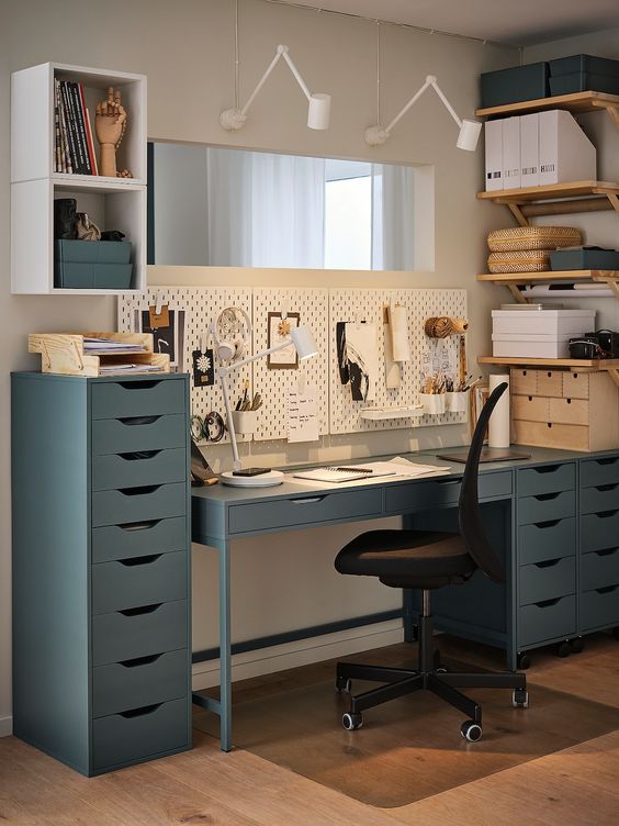 TỦ NGĂN KÉO ALEX IKEA - XANH XÁM 36x70 cm