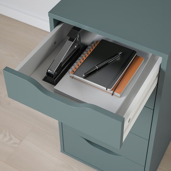 TỦ NGĂN KÉO ALEX IKEA - XANH XÁM 36x70 cm