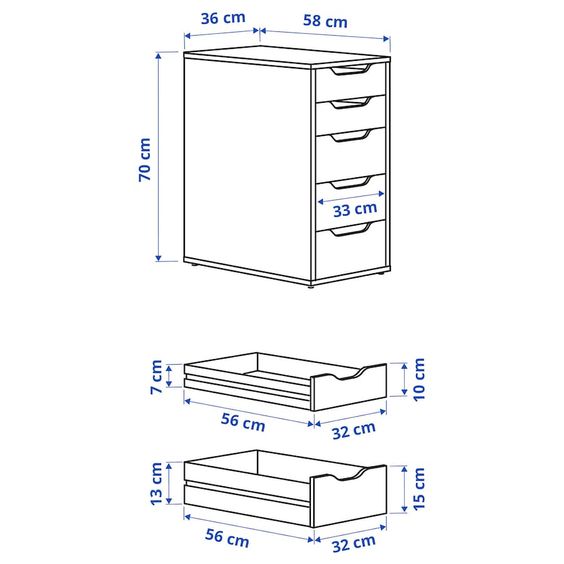 TỦ NGĂN KÉO ALEX IKEA - MÀU GỖ 36x70 cm