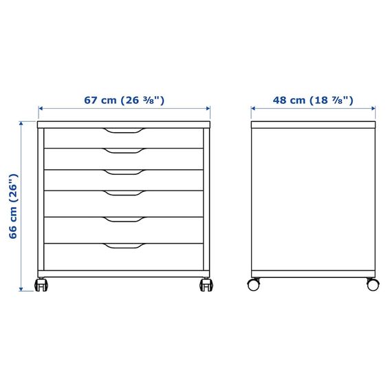 TỦ NGĂN KÉO CÓ BÁNH XE ALEX IKEA - TRẮNG 67x66 cm