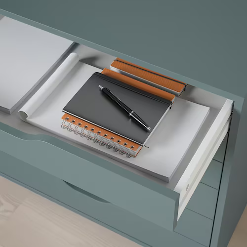 TỦ NGĂN KÉO CÓ BÁNH XE ALEX IKEA - XANH XÁM 67x66 cm