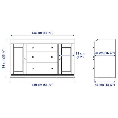 TỦ PHỤ HAUGA IKEA - TRẮNG 140x84 cm