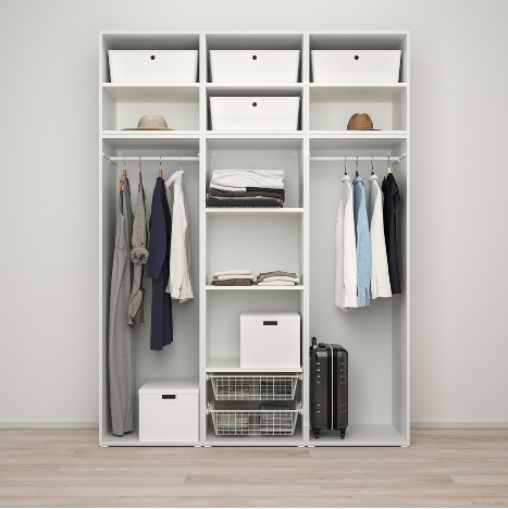 TỦ QUẦN ÁO 6 CÁNH PLATSA IKEA - TRẮNG 180x57x241cm