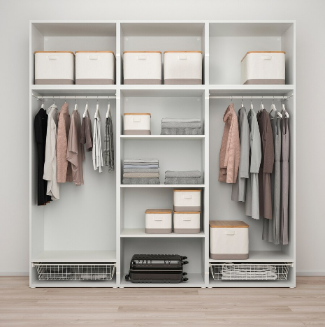 TỦ QUẦN ÁO 12 CỬA PLATSA IKEA - TRẮNG 240x57x251cm