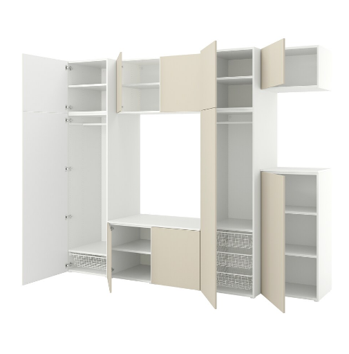 TỦ QUẦN ÁO 10 CÁNH PLATSA IKEA - TRẮNG/BE 300x57x243 cm