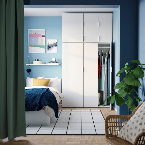 TỦ QUẦN ÁO 9 CÁNH PLATSA IKEA - TRẮNG 140x57x261cm