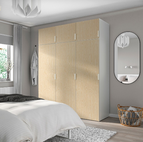TỦ QUẦN ÁO 6 CÁNH PLATSA IKEA - TRẮNG/THÔNG 180x57x221cm